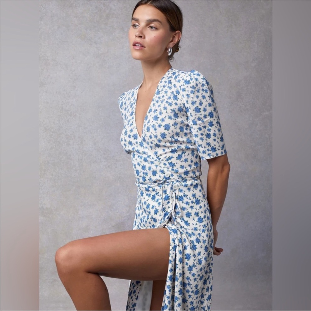 Rouje Gabin mid length wrap dress with floral print FR34